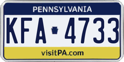 PA license plate KFA4733
