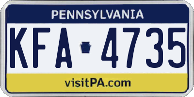 PA license plate KFA4735