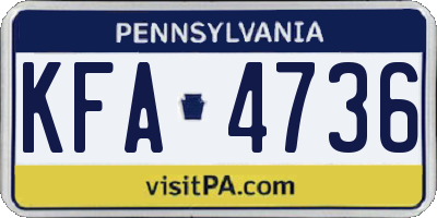 PA license plate KFA4736
