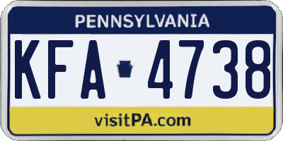 PA license plate KFA4738