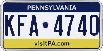 PA license plate KFA4740