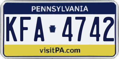PA license plate KFA4742