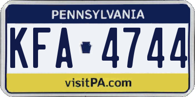 PA license plate KFA4744