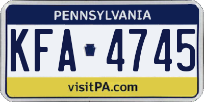 PA license plate KFA4745