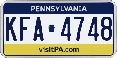 PA license plate KFA4748