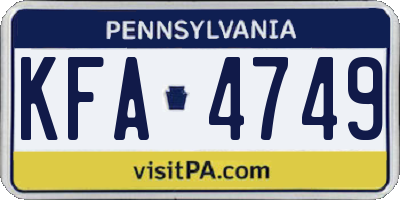 PA license plate KFA4749