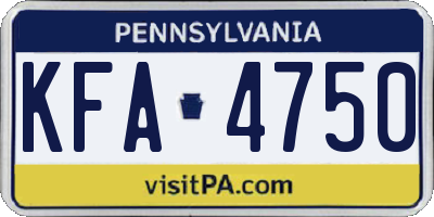 PA license plate KFA4750