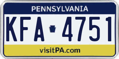 PA license plate KFA4751