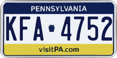 PA license plate KFA4752