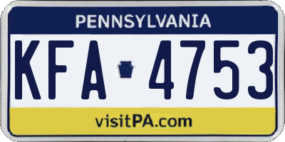 PA license plate KFA4753