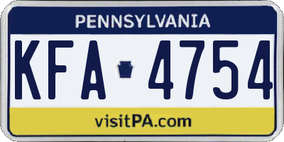PA license plate KFA4754