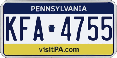 PA license plate KFA4755