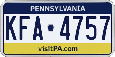 PA license plate KFA4757