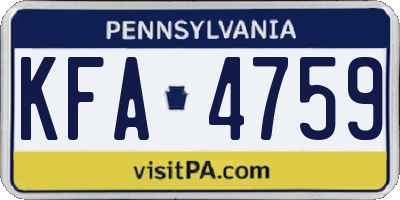 PA license plate KFA4759