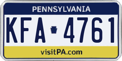 PA license plate KFA4761
