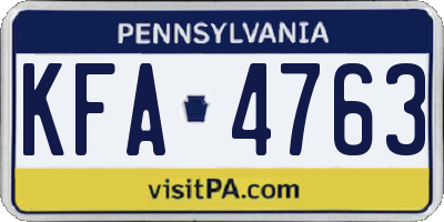 PA license plate KFA4763