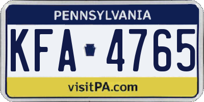 PA license plate KFA4765