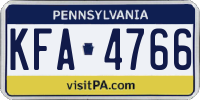 PA license plate KFA4766