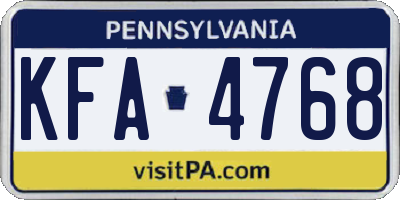 PA license plate KFA4768