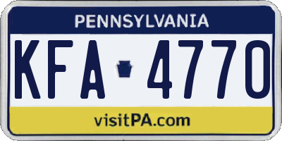 PA license plate KFA4770