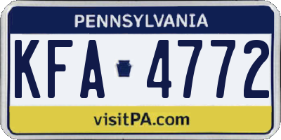 PA license plate KFA4772