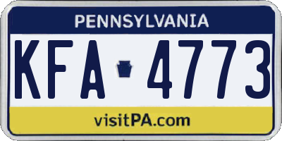 PA license plate KFA4773