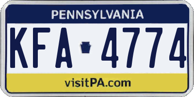 PA license plate KFA4774