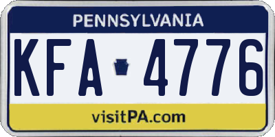 PA license plate KFA4776
