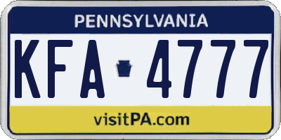 PA license plate KFA4777