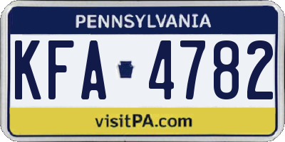 PA license plate KFA4782