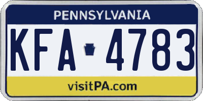 PA license plate KFA4783