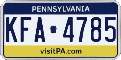 PA license plate KFA4785