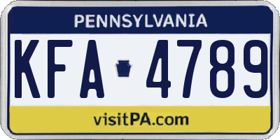 PA license plate KFA4789