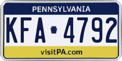 PA license plate KFA4792