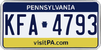 PA license plate KFA4793