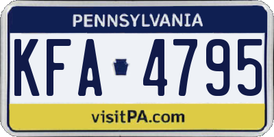 PA license plate KFA4795