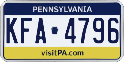 PA license plate KFA4796