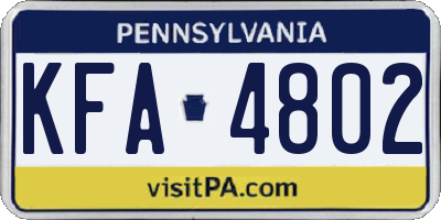 PA license plate KFA4802