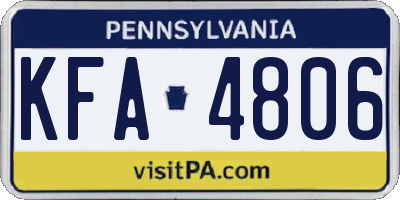 PA license plate KFA4806