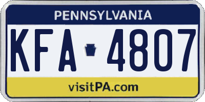 PA license plate KFA4807