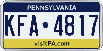 PA license plate KFA4817