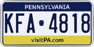 PA license plate KFA4818
