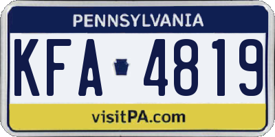 PA license plate KFA4819