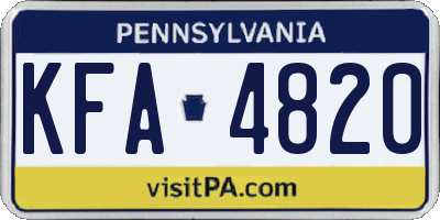 PA license plate KFA4820