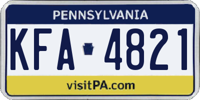 PA license plate KFA4821