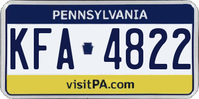 PA license plate KFA4822