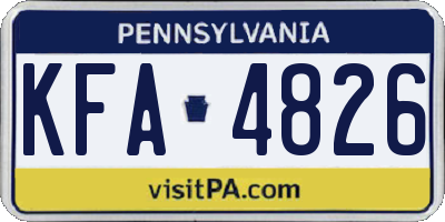 PA license plate KFA4826