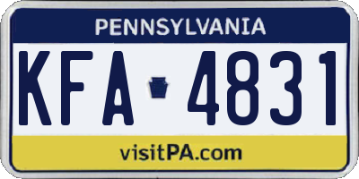 PA license plate KFA4831