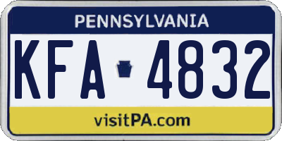 PA license plate KFA4832