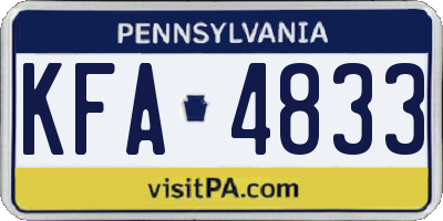PA license plate KFA4833
